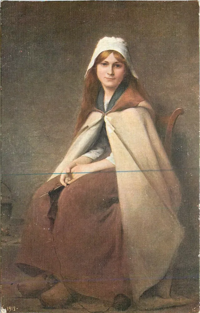 Jovem mulher com capuz — pintura — editor desconhecido, n° 557 - Frente