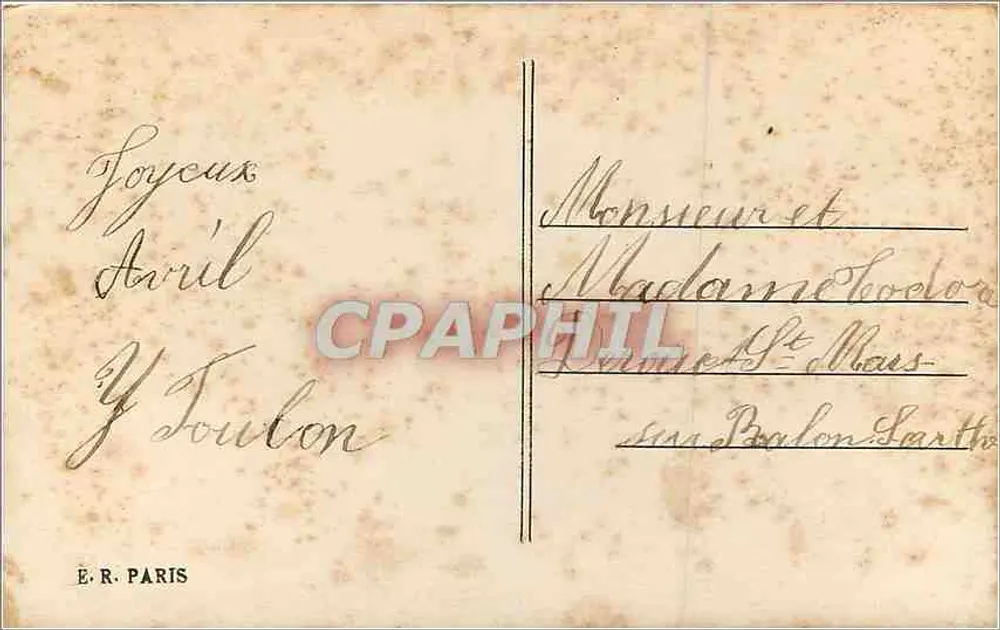 Família em barco com peixe — editor E.R. Paris, n° 3470 - Verso