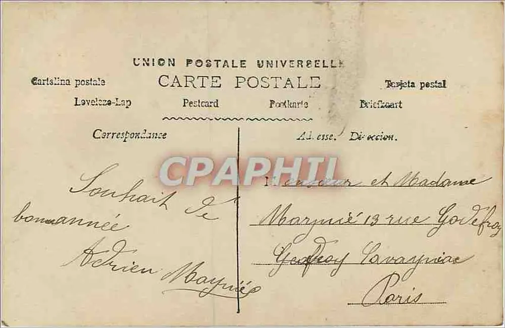 Man met bloemenkrans — Sincere wensen voor een goed jaar — GROBph. n°397, Parijs - Achterkant
