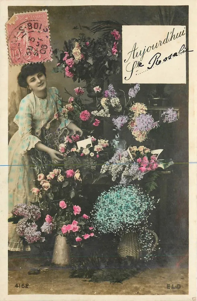 Kobieta z kwiatami — S. BOIS, 4162 — E.L.D. - Awers
