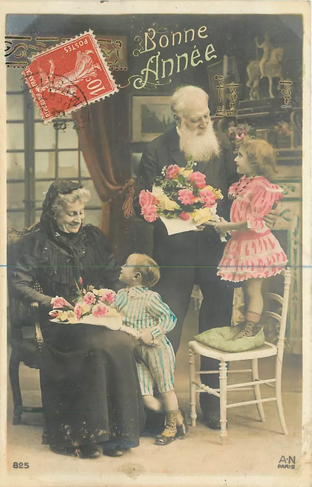 Família com crianças — Boas Festas — A:N Paris, n°825 - Frente