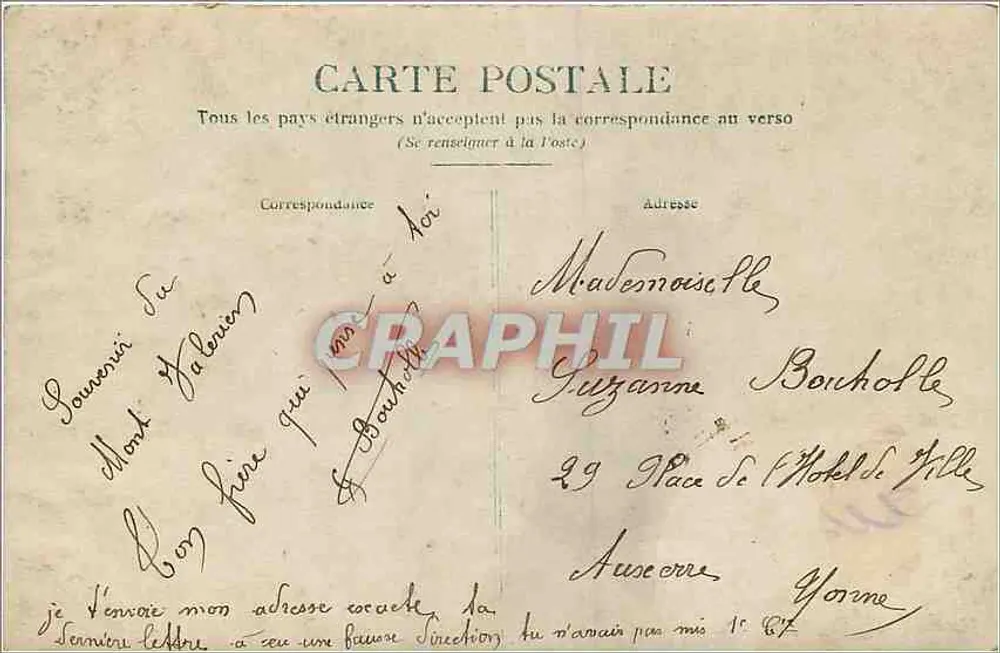 Soldado em uniforme — carta postal com selo de 10 centavos — editora não visível - Verso