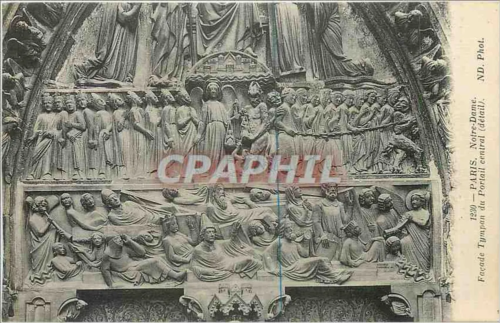 Paris — Portail central de la cathédrale Notre-Dame (détail) — ND. Phot. - Recto