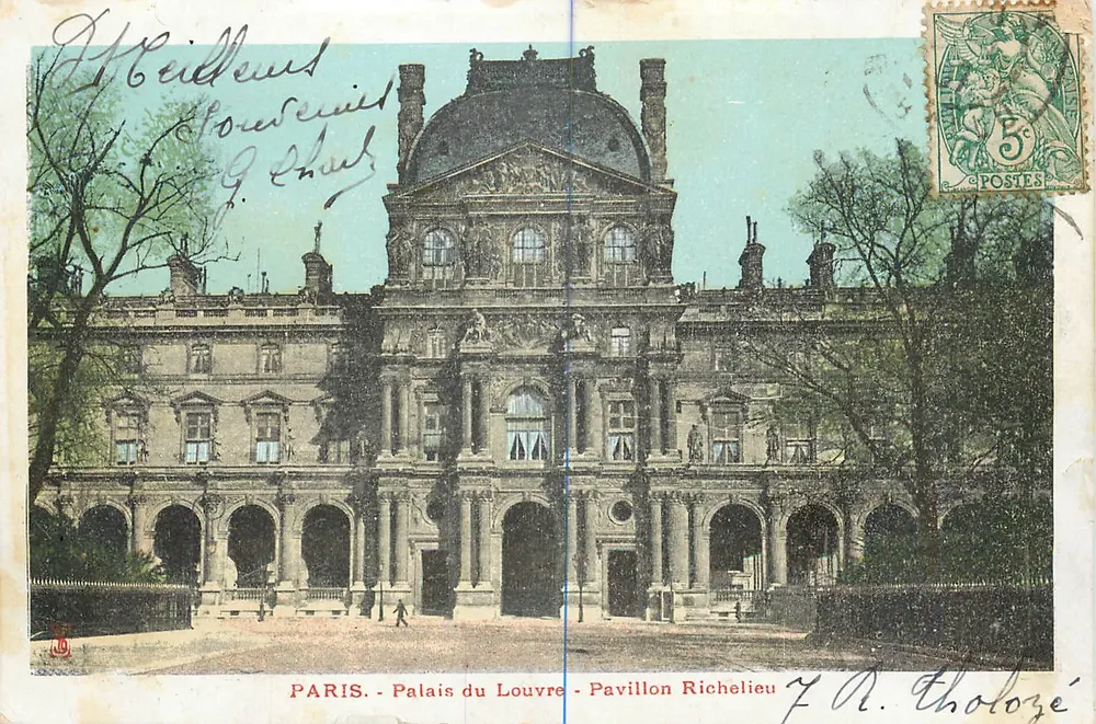 Paris - Palácio do Louvre - Pavilhão Richelieu — editor J.A. Tholozé - Frente