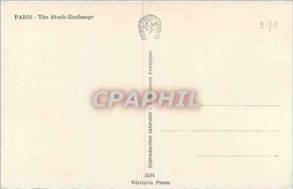 पेरिस - ला बोर्स - प्रकाशक जी, संख्या 3551 - पीछे