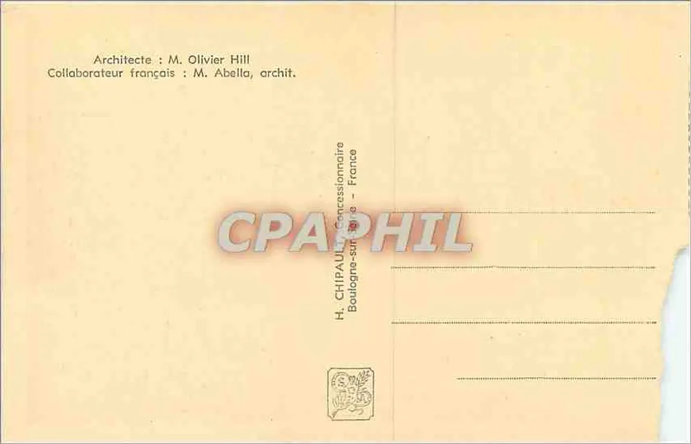 Pavilhão da Inglaterra — Exposição Internacional de Paris 1937 — H. CHIPAULT, Boulogne-sur-Seine - Verso