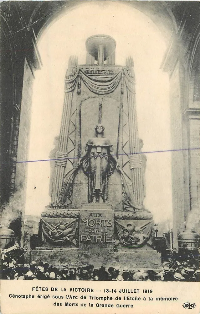 Cenotáfio aos Mortos pela Pátria — Festas da Vitória — 13-14 julho 1919 — editor Le Déley, Paris - Frente
