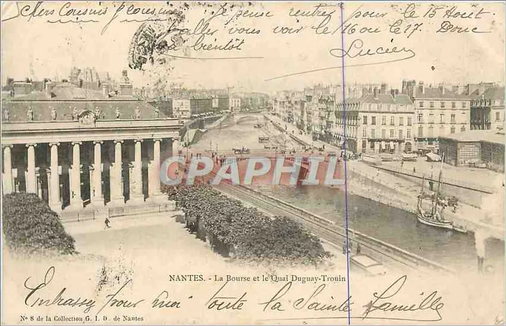 NANTES - Die Börse und der Quai Duguay-Tronin — Sammlung G. I. D. de Nantes, Nr. 8 - Vorderseite