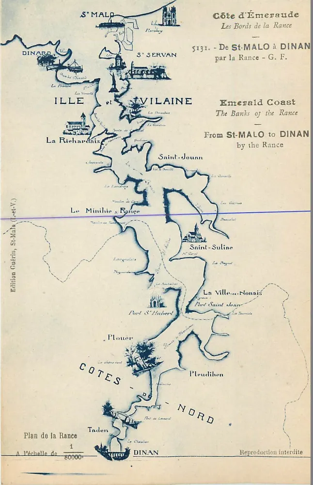 Costa de Émeraude — As Margens da Rance — Edição Guérin, St-Malo (n° 5131) - Frente