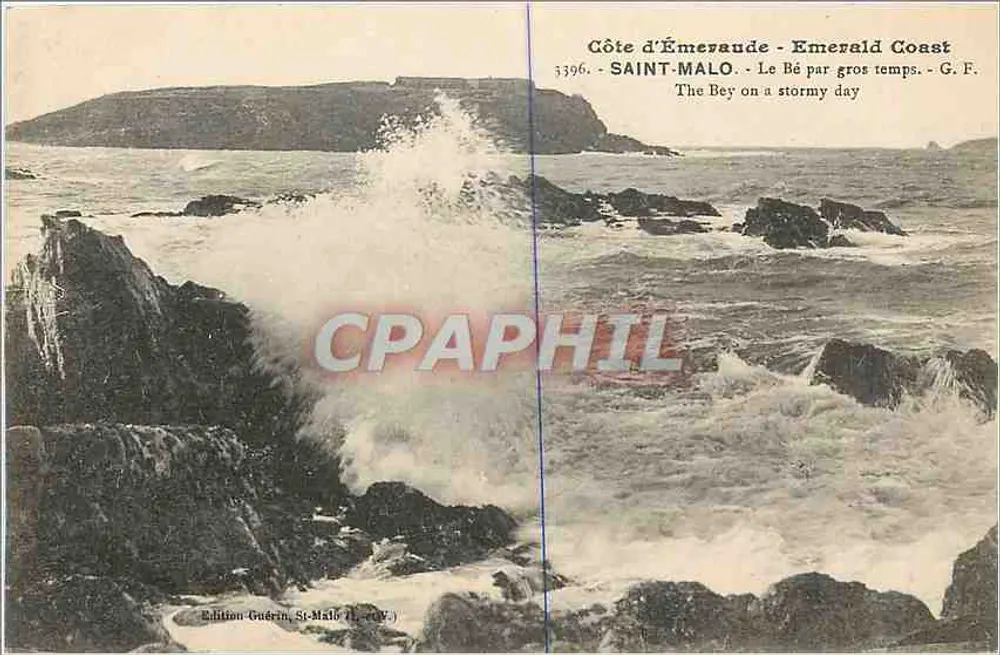 Costa de Esmeralda - Emerald Coast — Le Bé em tempestade — Edição Guérin, Saint-Malo, n°3396 - Frente