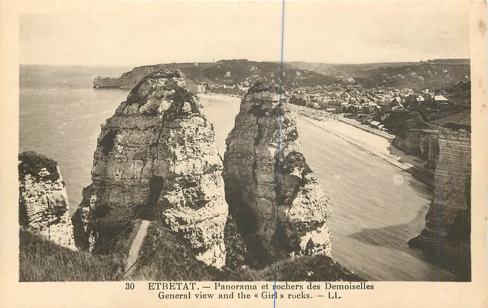 Étretat — Panorama und Felsen der Demoiselles — LL. n°30 - Vorderseite