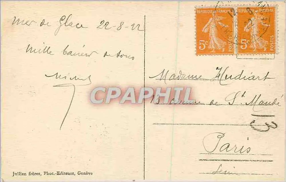 Chamonix — Traversée da Mer de Glace — J.J. 544 B - Verso