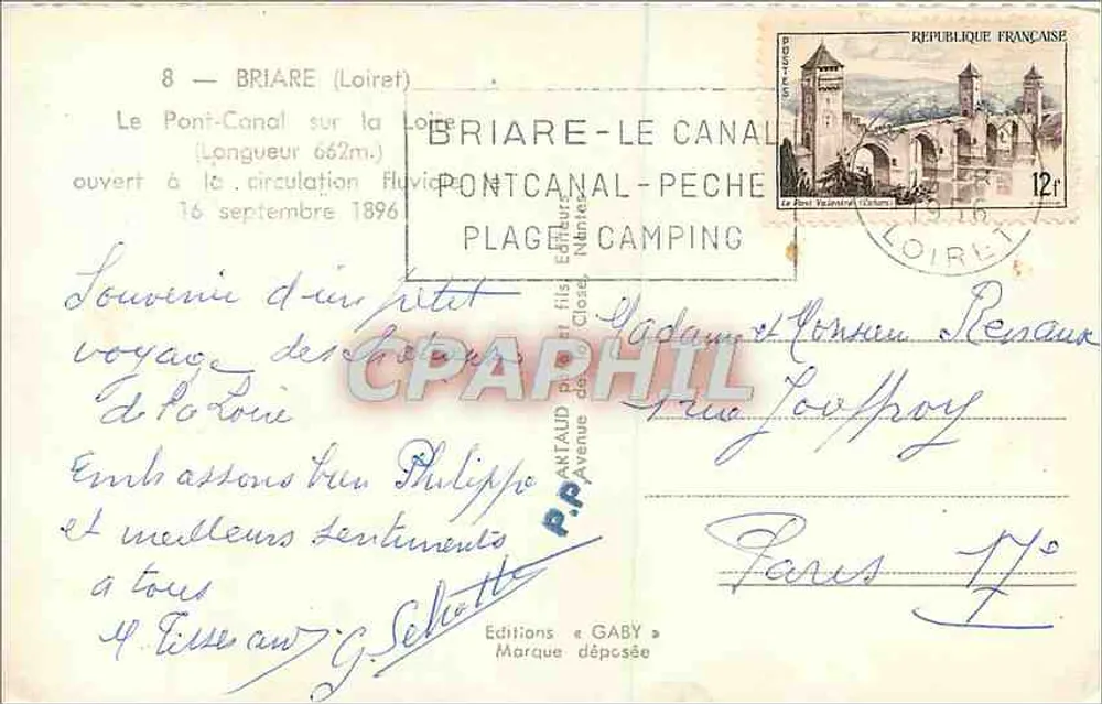 Brücke des Kanals von Briare — Loire — Verleger Gaby, Nr. 8 - Rückseite