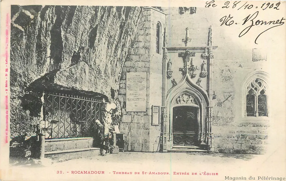 Rocamadour - Tombeau de St-Amadour. Entrée de l'Église — Série 32, éditeur Lallement, France - Recto