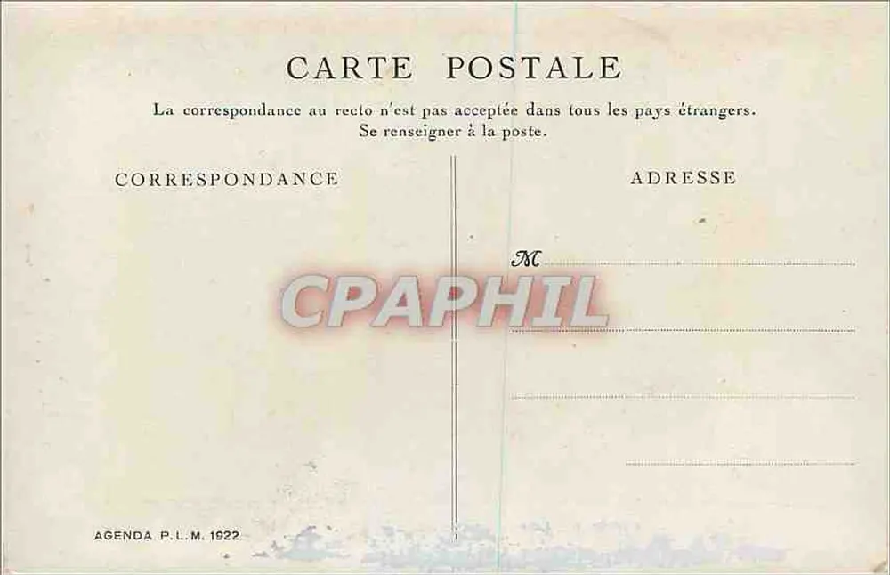 Côte d'Azur — Rochers de La Napoule — Agenda P.L.M. 1922 - Rückseite
