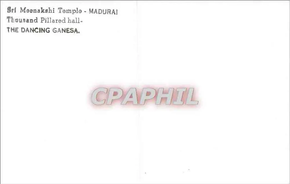 Templo de Sri Meenakshi - MADURAI — Sala de las mil columnas — EL GANESA QUE BAILA - Reverso