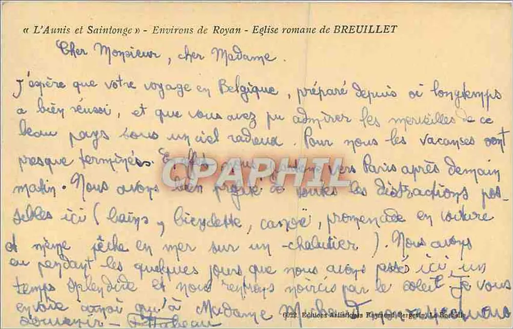 Romanesque Church of Breuillet — Surroundings of Royan — Publisher Ramuette - Back