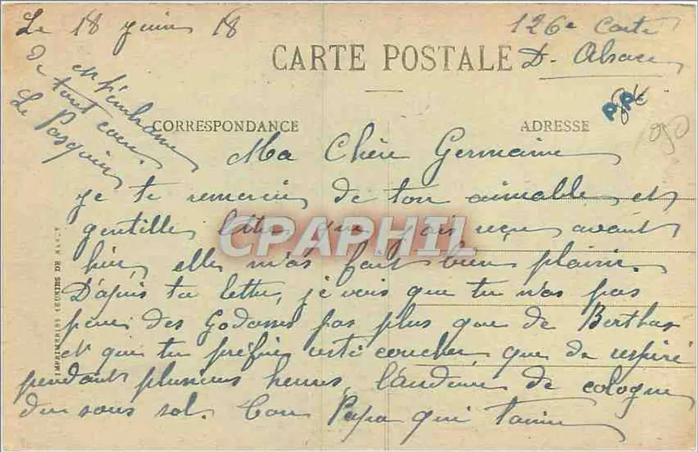 Ballon d'Alsace - Estátua de Joana d'Arc (alt. 1.242m) — Edição E. Mayer, 49, Impr. de France, Ballort - Verso