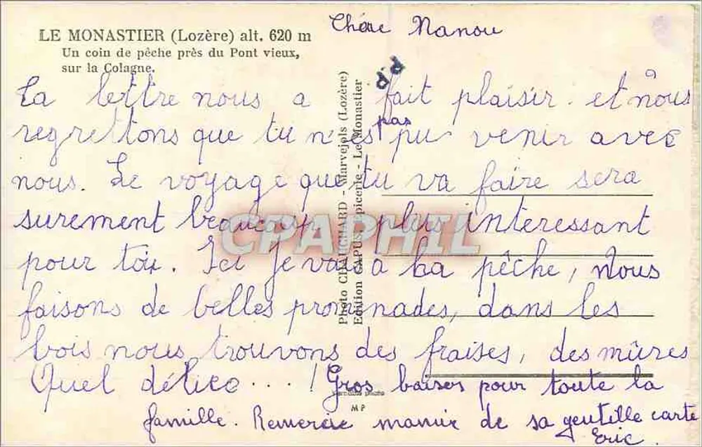 Le Monastier (Lozère) — canto de pesca perto do Pont Vieux na Colagne — Photo Charnard - Verso