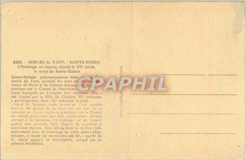 Ermitagem de Sainte-Enimie — Gorges do Tarn — ARGRA - Verso