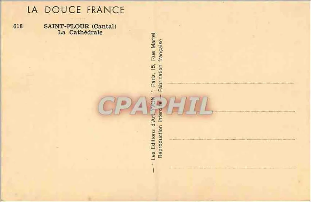 Saint-Flour (Cantal) — De Kathedraal — Les Éditions d'Art WOH, n°618 - Achterkant