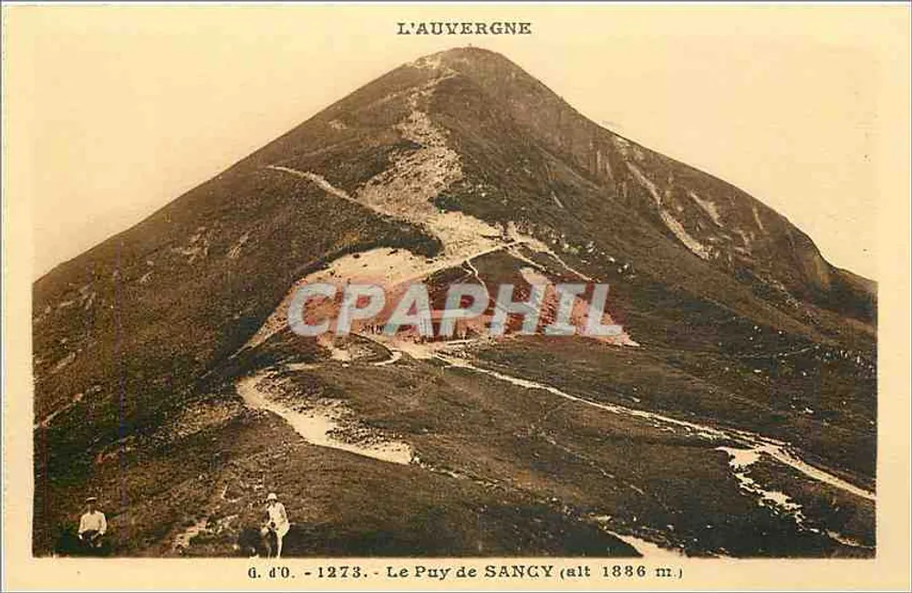 O Puy de Sancy (alt 1886 m.) — Hoje a Auvergne — editor J. Gouttefangeas - Frente