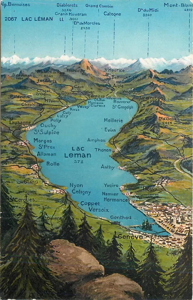 Lago Léman — vista aérea — Lévy & Neurdein Réunis, Paris - Frente