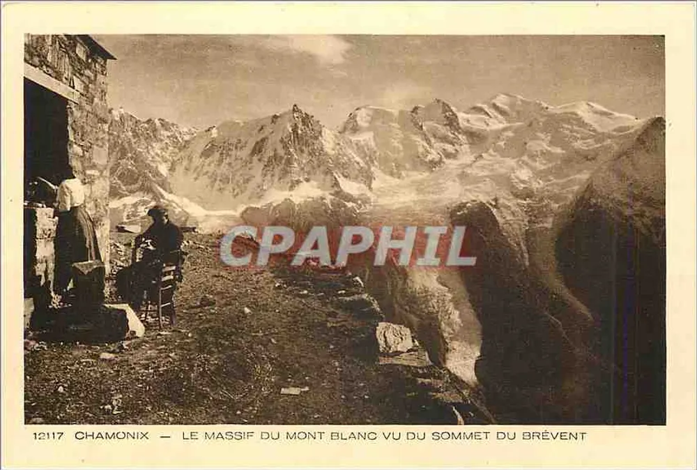 Chamonix — Le massif du Mont Blanc vu du sommet du Brévent — Braun & Cie, Imp. Darnach - Recto