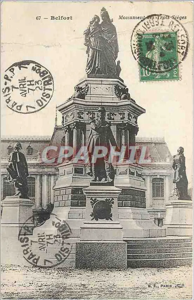 Belfort — Monumento dos Três-Sentados — E.F. Paris, n°67 - Frente
