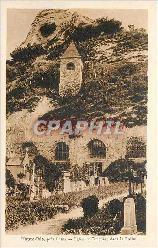 Haute-Isle, perto de Gasny — Igreja e Cemitério na Rocha - Frente