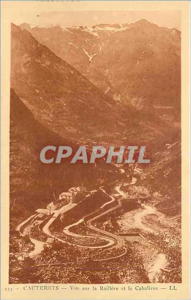Cauterets — Vue sur la Raillière et le Cabalíros — LL, n° 154 - Recto