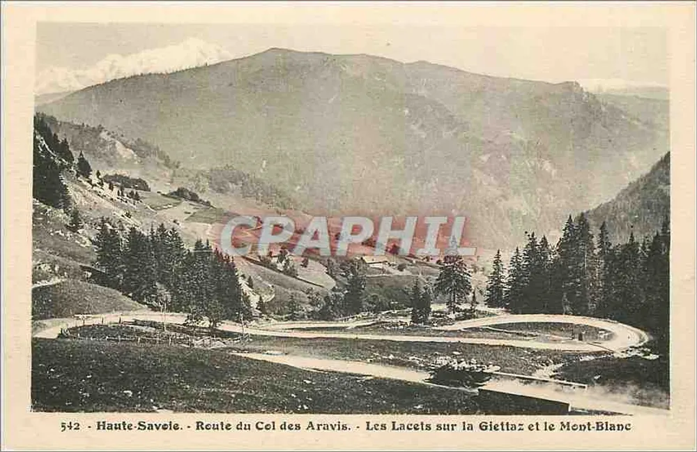 Haute-Savoie - Route du Col des Aravis - Les Lacets sur la Giettaz et le Mont-Blanc - Recto