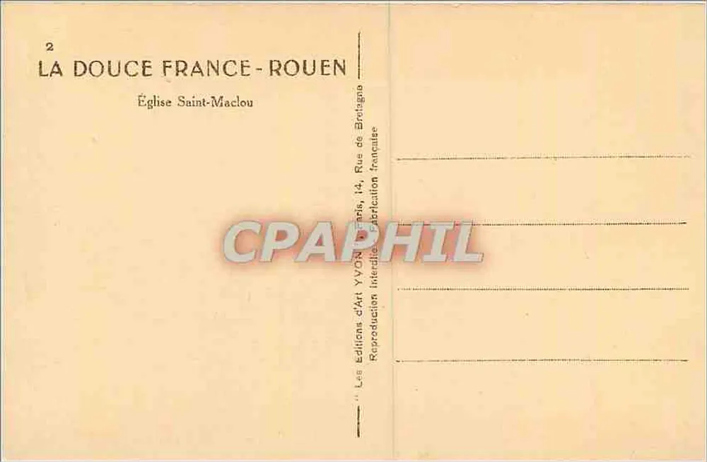 Igreja de Saint-Maclou — Rouen — Edições d'Art Yvon - Verso
