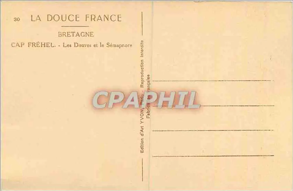 Cap Fréhel — The Trenches and the Semaphore — Édition d'Art YVON Paris - Back