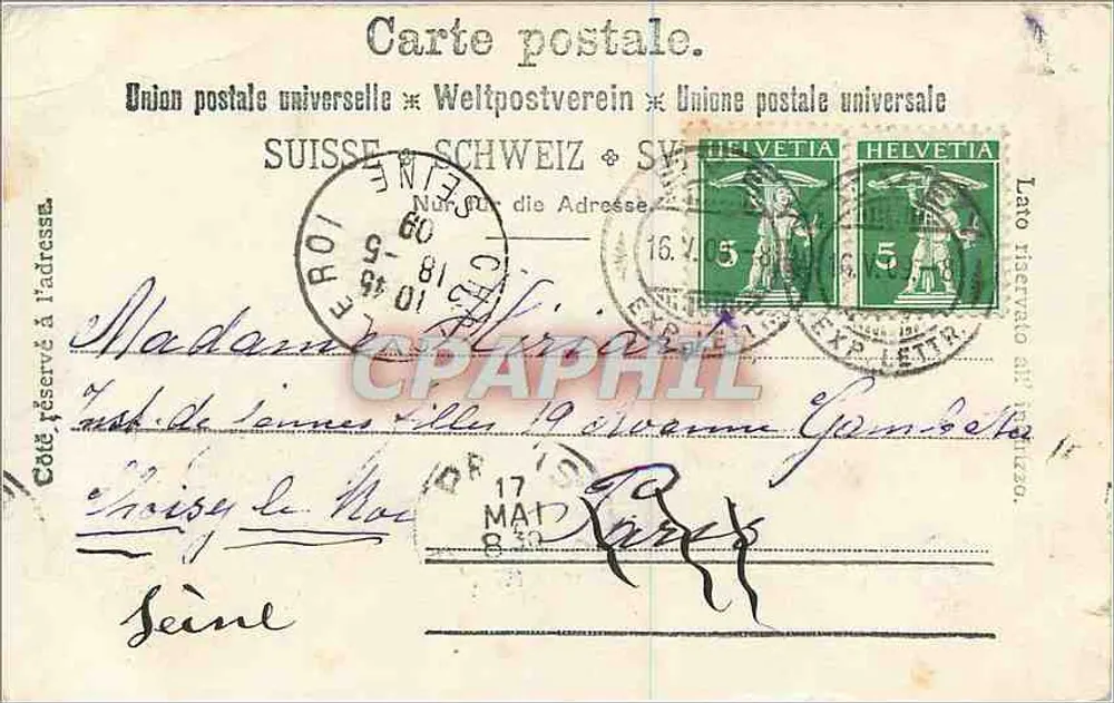Le fond du lac depuis Vevey — Fischer Frères Éditeurs Vevey, n° 569 - Verso