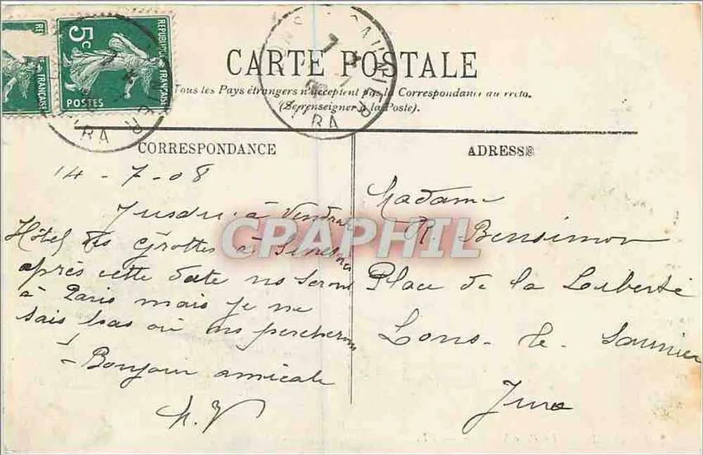 Paris — O Parc Monceau — LL. — n° 250 - Verso