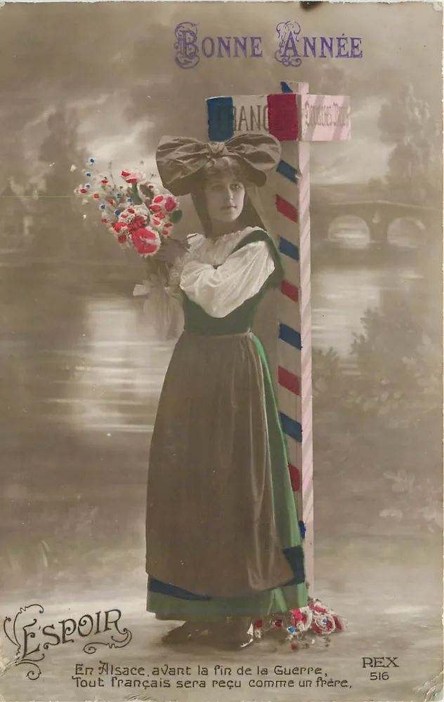 Femme en costume alsacien — Bonne Année — L'Espoir, série 516 - Recto