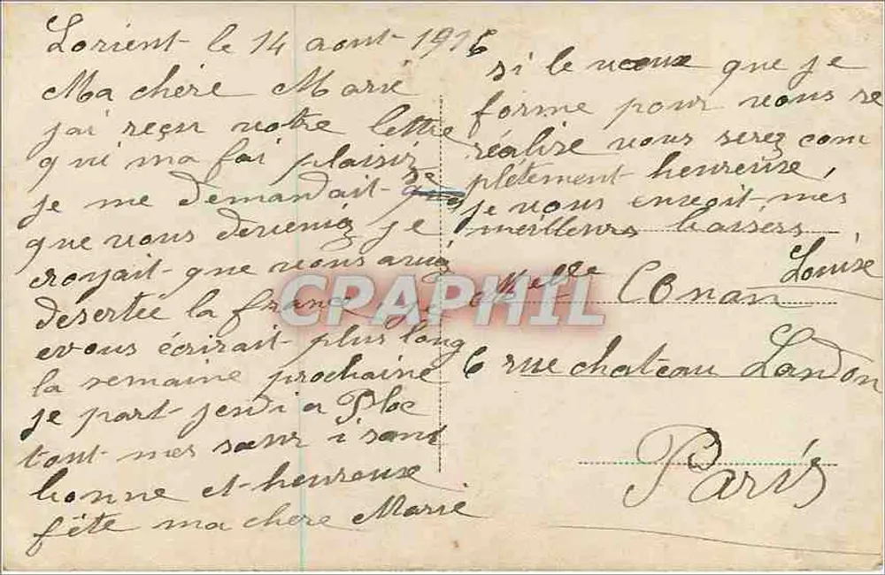 Junge Frau mit Blumenschmuck — Frohe Geburtstagskarte — Verlag URIA n°610 - Rückseite