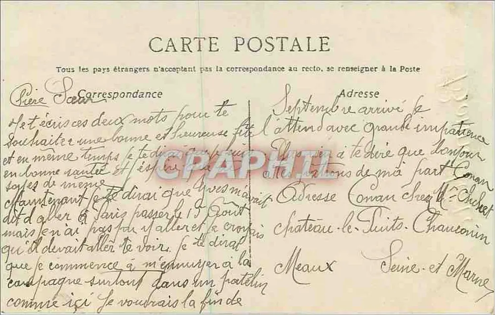 Jeune homme en costume — tenant un grand bouquet de fleurs — Irissa, n° 2583 - Verso
