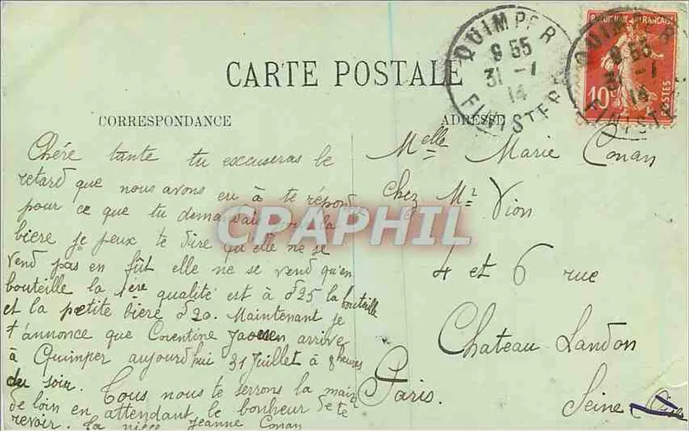 Quimper — Velhas Casas ao longo do Steir — LL. — Editora LL, n° 80 - Verso