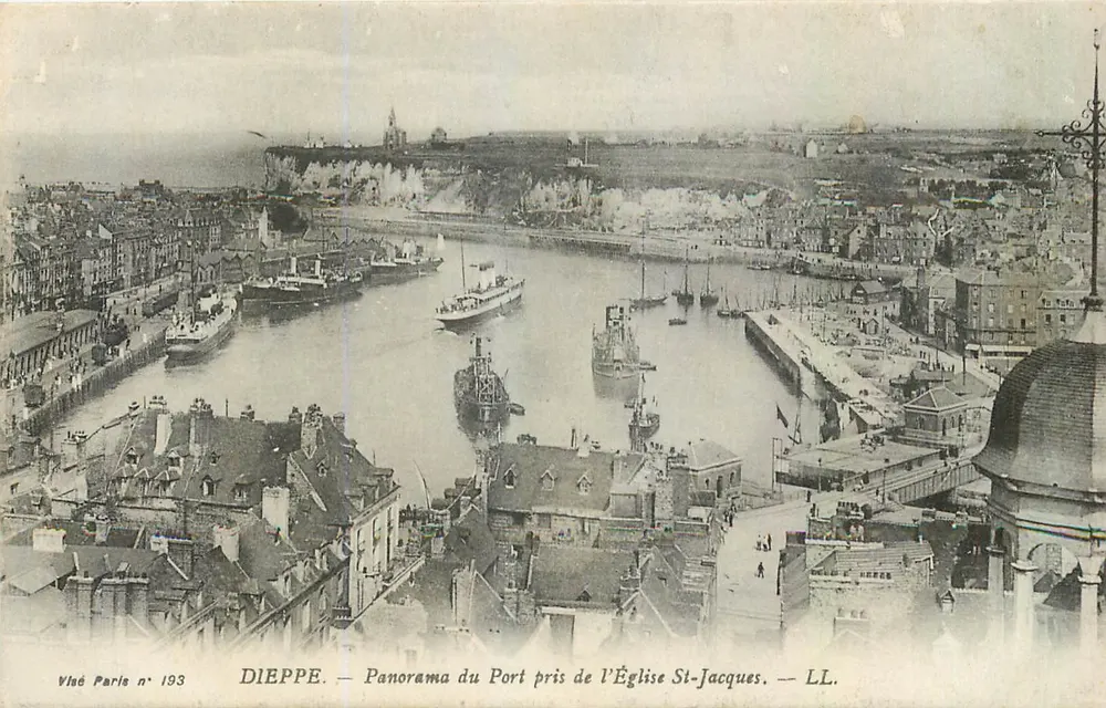 Dieppe — Panorama du Port pris de l'Église St-Jacques — LL. — Visté Paris n° 193 - Recto