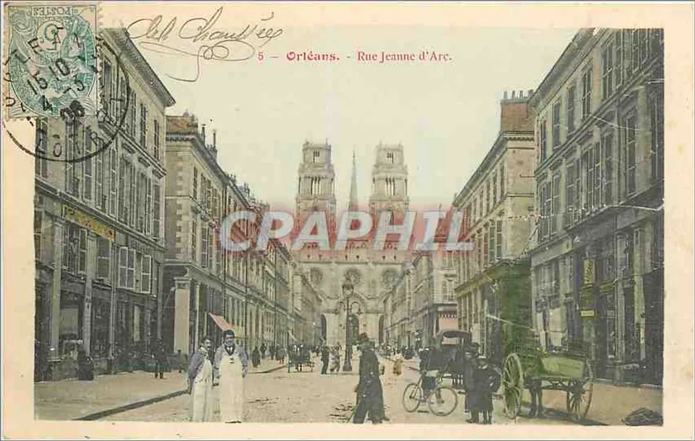 Orléans - Rue Jeanne d'Arc — vista para a catedral — editor Chauvigné, n°5 - Frente