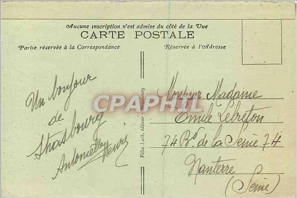 Strasbourg — Église Saint-Paul et Cathédrale — éditeur Antonin Hérouy - Verso