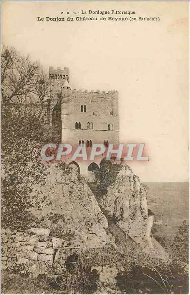 O Donjon do Castelo de Beynac (em Sarladais) — A Dordogne Pitoresca — P.D.S. - Frente