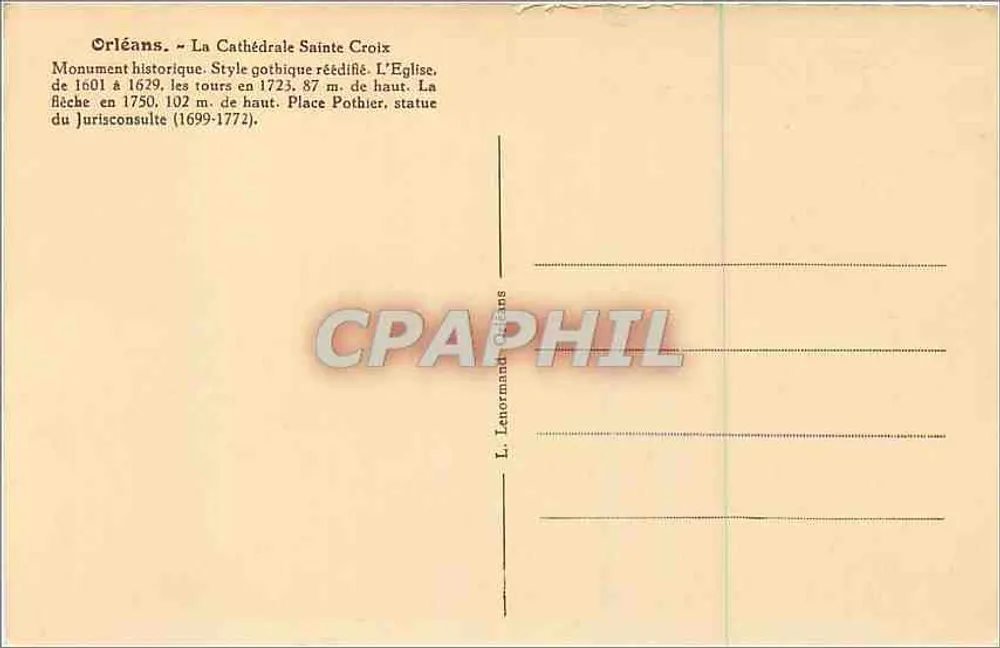 Orléans — A Catedral Santa Cruz — L. Lenormand, Orléans - Verso