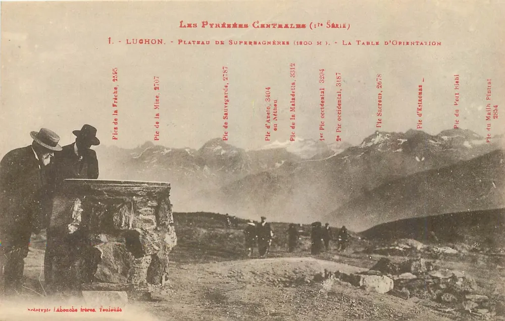 Lugnon - Plateau de Superbagnères (1500 m) - A Mesa de Orientação — As Pirineus Centrais (1ª Série) — Lébouche frères, Toulouse - Frente