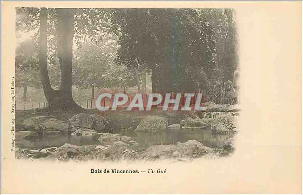 Bois de Vincennes — Um Gué — Fototipia Ravignon, Le Rainay - Frente