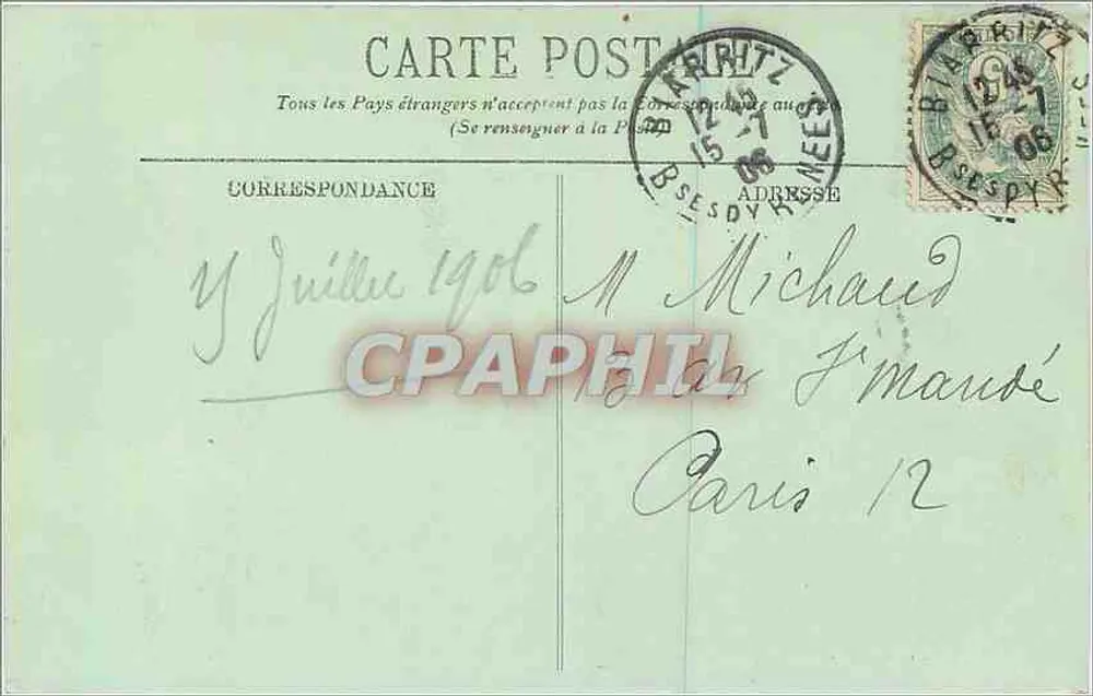 Biarritz — La Côte des Basques — LL. — n°70 - Verso