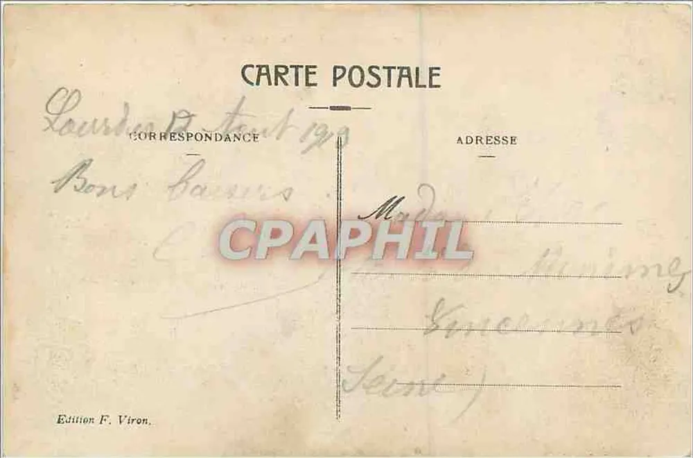 Lourdes - Vista Geral — Edição F. Viron, n°10 - Verso