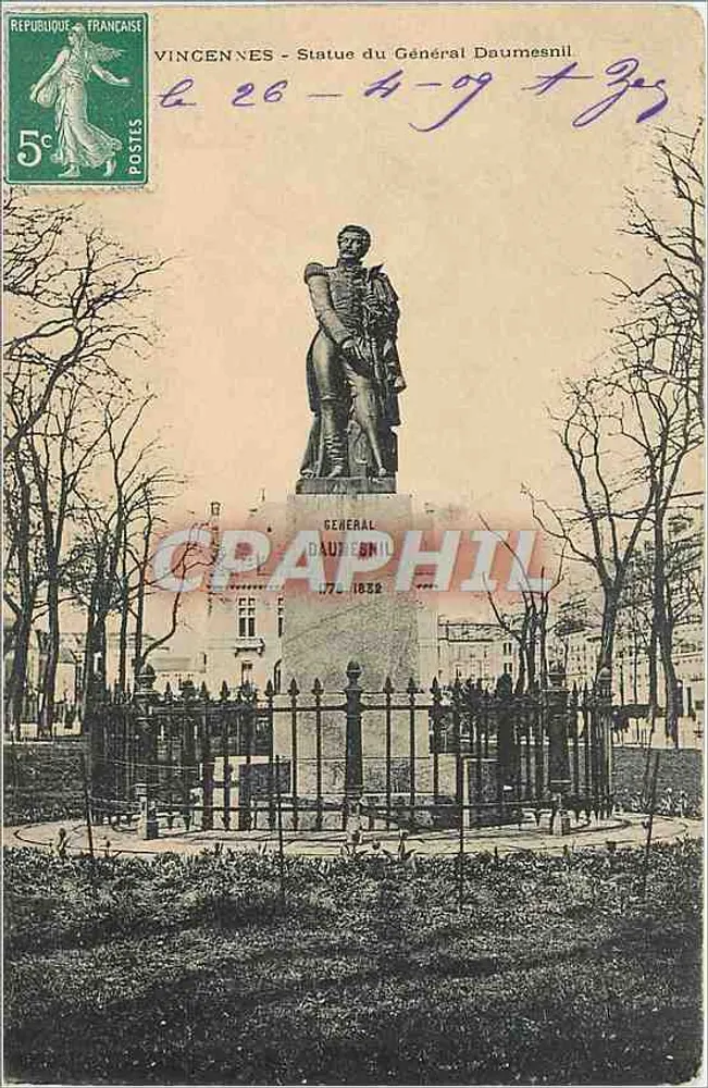 Vincennes - Estátua do Geral Daumesnil — editor Union Postale Universelle - Frente